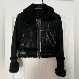 Authentic Burberry Shearling Moto Crop Jacket